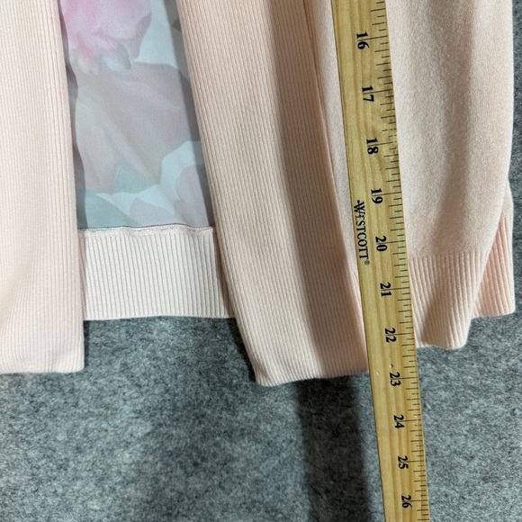 Ted Baker Pink Floral Back Cardigan Open Front Lightweight Sweater Size 1 - Picture 8 of 15